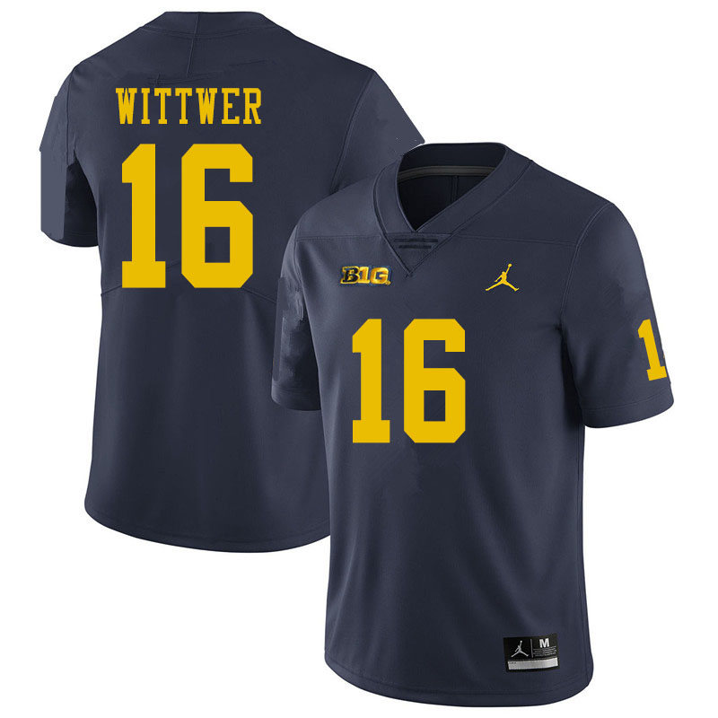 Men #16 Max Wittwer Michigan Wolverines College Football Jerseys Sale-Navy